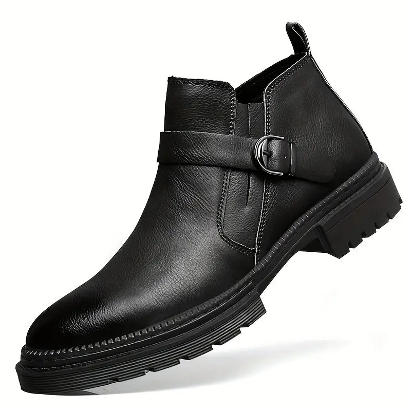 Heren Leren Boots Klassiek met Gesp en Stevige Zool
