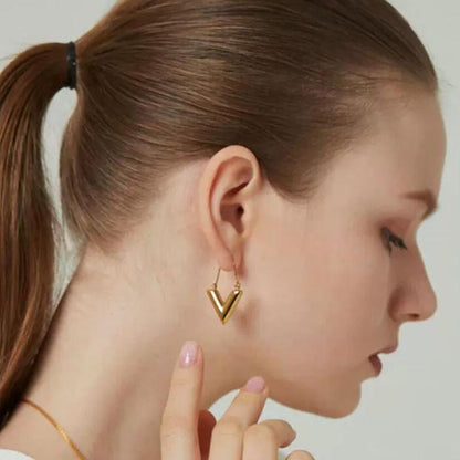 Zilveren V-Oorbellen voor Dames Retro Stijl