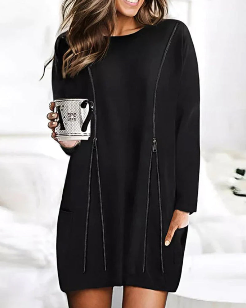 Zwarte Jurk met Rits voor Vrouw Elegante Design - StudioMarella