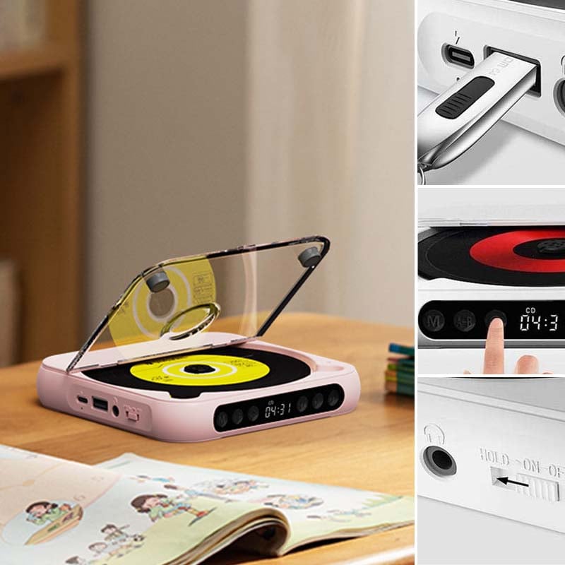 Draagbare CD Speler Met Bluetooth 5.3 Oplaadbare 2000mAh Batterij Type C USB MP3 CD-R CD-RW Ondersteuning Compact Design Met 3.5mm Aansluiting