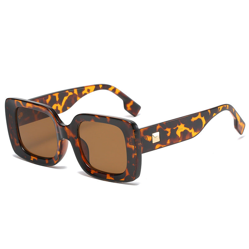 Vierkante Zonnebril Groot Montuur Retro Stijl voor Dames