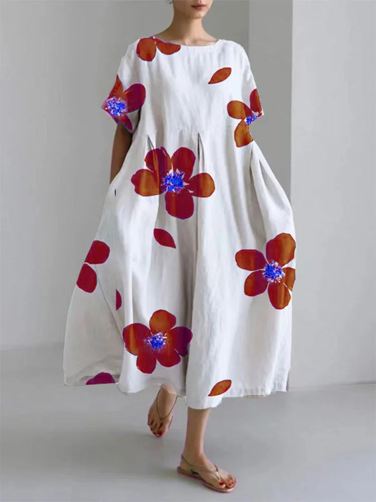 Lente Jurk voor Dames Rond Hals V-Neck Bloemenjurk Zomer