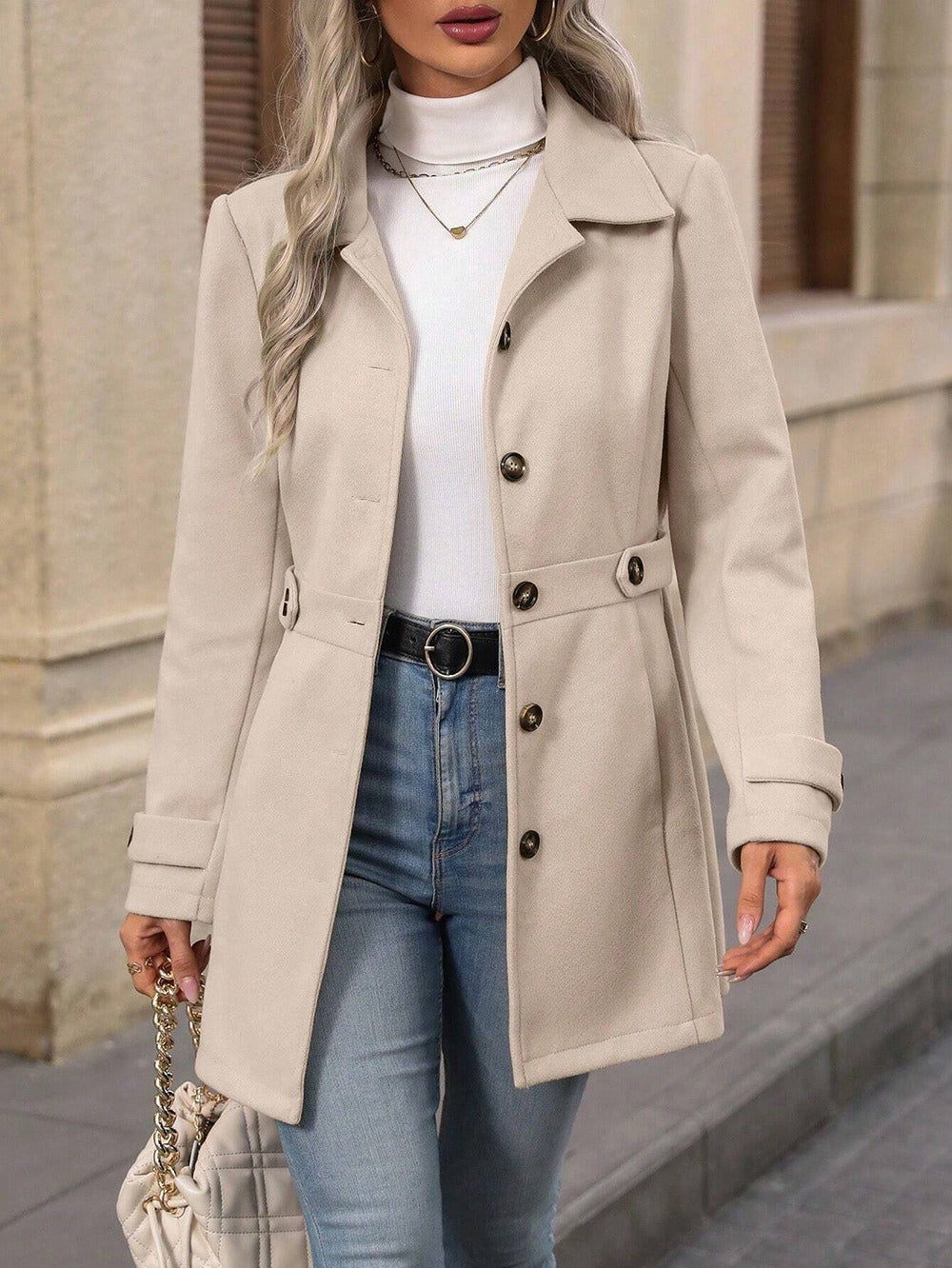 Dames Trenchcoat Zomerjas Licht Getailleerd Ceintuur