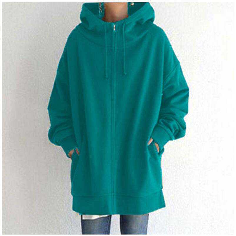 Dames Hoodie Oversized Warm en Zachte Rits Trui