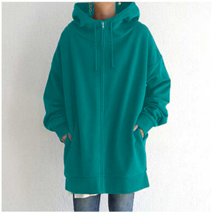 Dames Hoodie Oversized Warm en Zachte Rits Trui