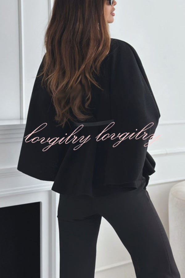 Dames Cape Top Zwart Elegante Stijl