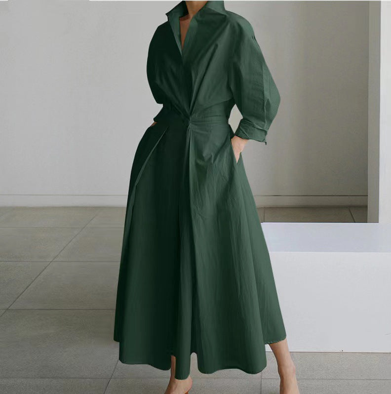 Dames Jurk Overhemdkraag Elegante Korte Mouw