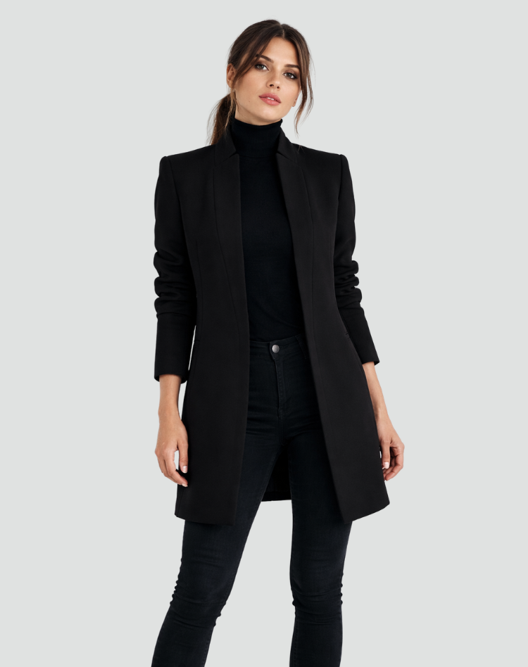Damesjas Wollen Klassieke Ronde Hals Regular Fit