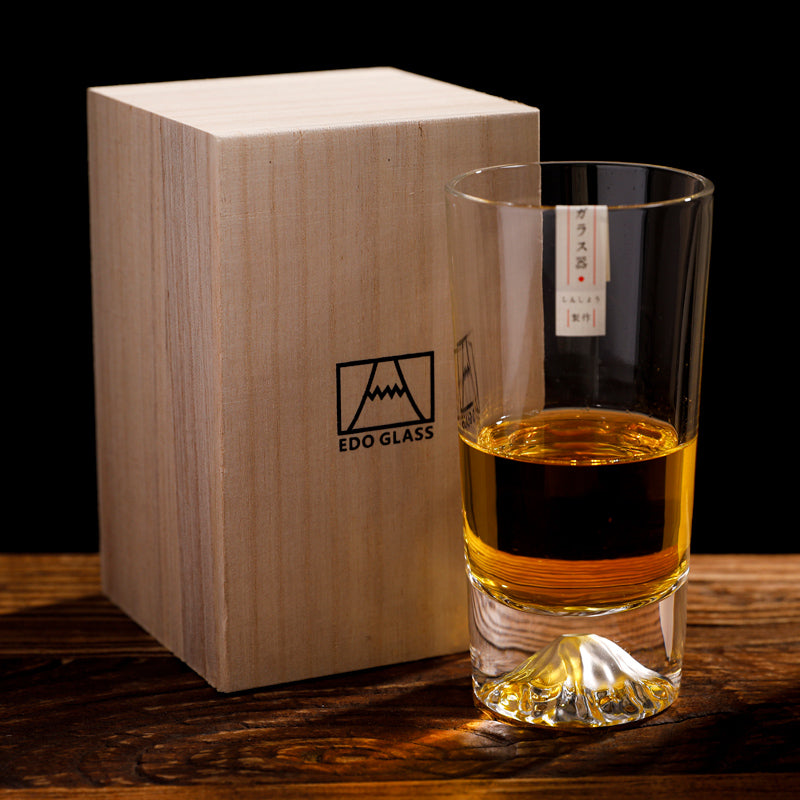 Kristallen Whiskyglazen Set Handgemaakt met Houten Cadeaubox 300-400ml Japans Vakmanschap voor Whisky Liefhebbers Tumbler Luxe Drinkglazen