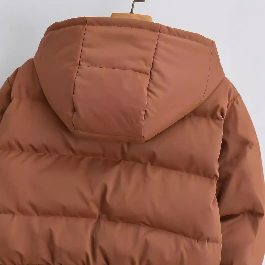 Vrouwen Pufferjas Kort Gewatteerd Warm met Capuchon