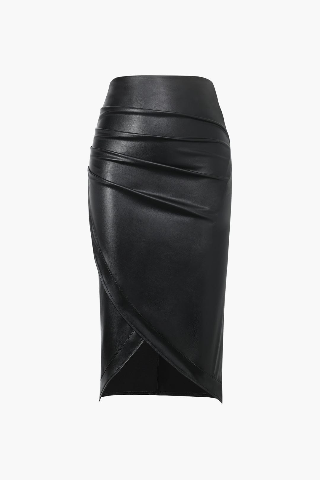 Kunstlederen Rok Asymmetrisch Midilengte Wickel Design