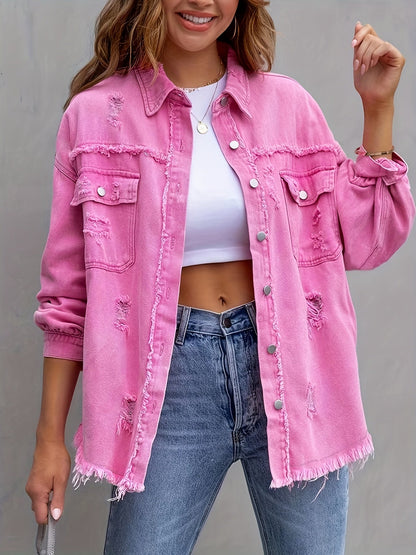 Oversized Denim Jasje Blauw Unisex Met Knoopsluiting