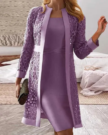 Damesvest Tweedelig Kant Set Elegante Jurk - StudioMarella