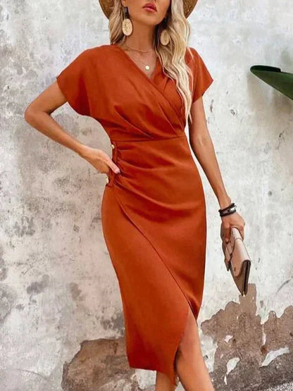 Vrouwelijke Jurk van Satijn met Midi Lengte Elegant Design