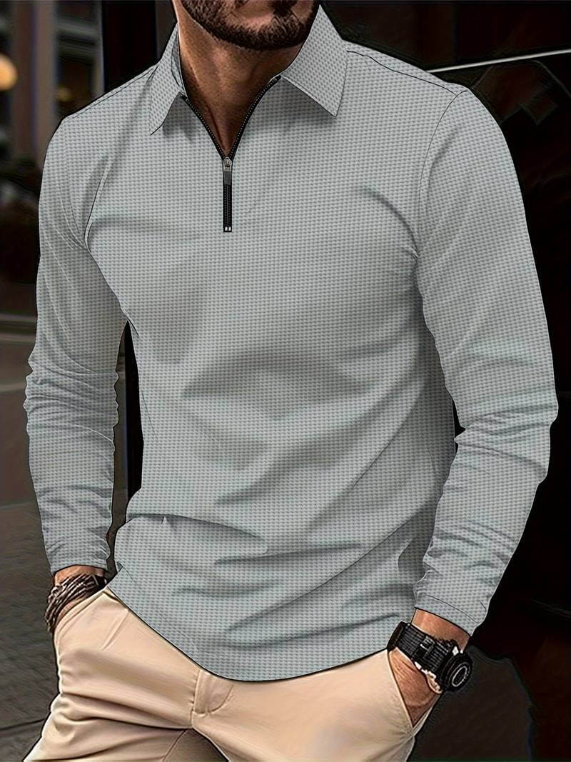 Heren Wafelshirt Lange Mouwen V-Hals Casual Kleding
