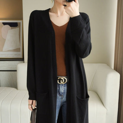 Dames Gebreide Vest Lange Stijl Trendy Kleding