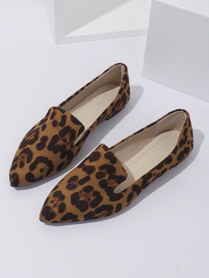 Dames Ballerina's Comfortabele Panterprint Puntneus Schoenen