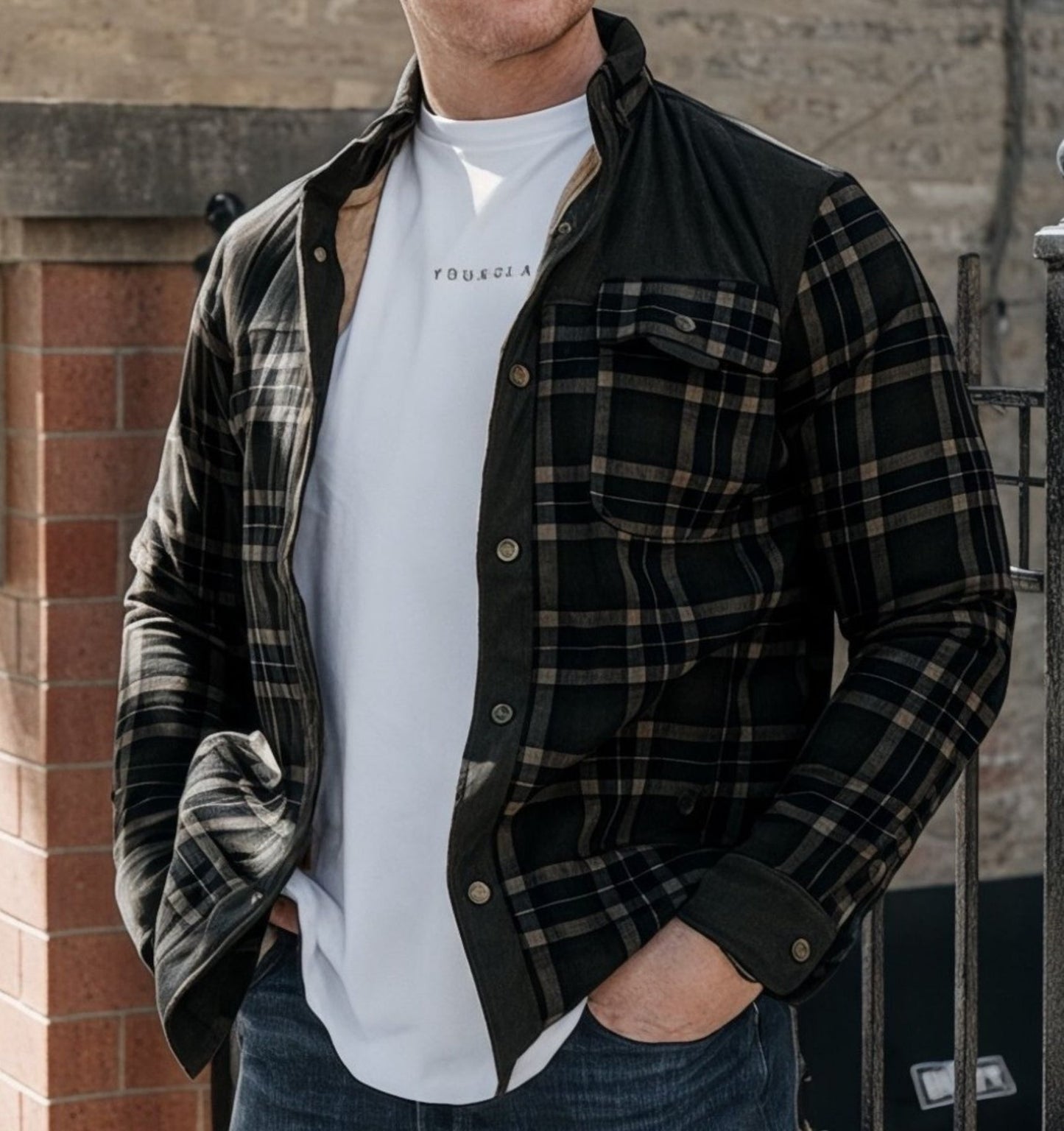 Herenjas Ruitpatroon Fleece Voering Outdoor Stijl - StudioMarella