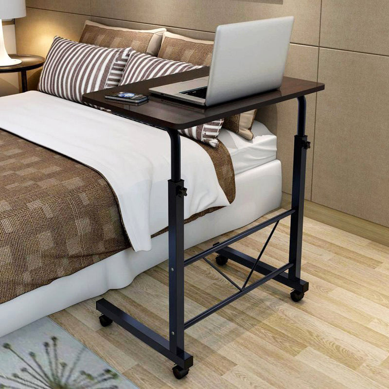 Laptoptafel Op Wielen Verstelbaar Zwart Staal Hout Bijzettafel Sofa Bureau