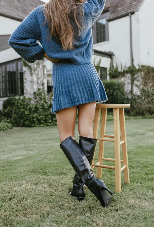 Geplooide Trui en Rok Set voor Vrouw Elegante Stijl