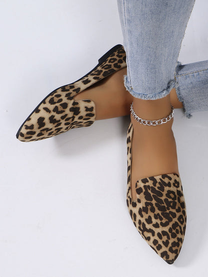 Dames Ballerina's Comfortabele Panterprint Puntneus Schoenen