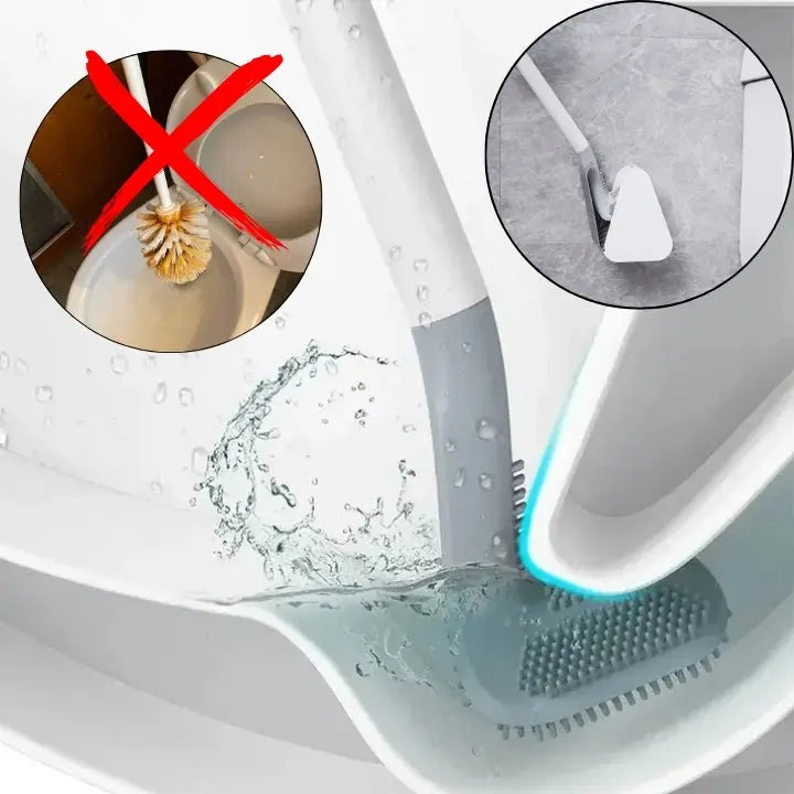 Siliconen Toiletborstel Antibacterieel 36 cm Wandhouder Snel Drogend Flexibele Borstelharen Badkamer Accessoire