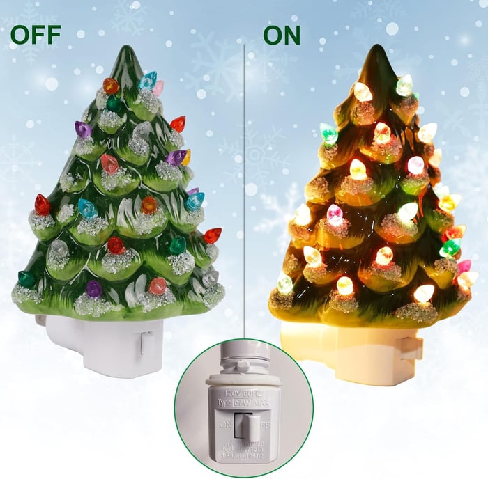 Decoratieve Verlichte Kerstboom Nachtlamp Warmwit LED Sfeerverlichting Hars voor Kerstdecoratie Slaapkamer Woonkamer