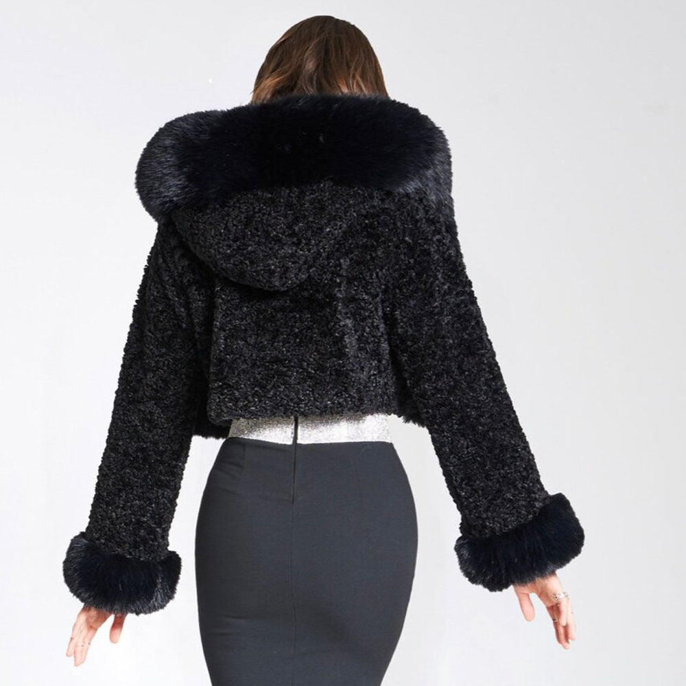 Winterjas Kort Dames Glamour Bontkraag