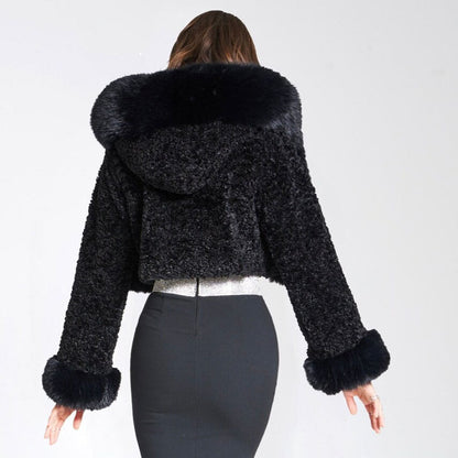 Winterjas Kort Dames Glamour Bontkraag