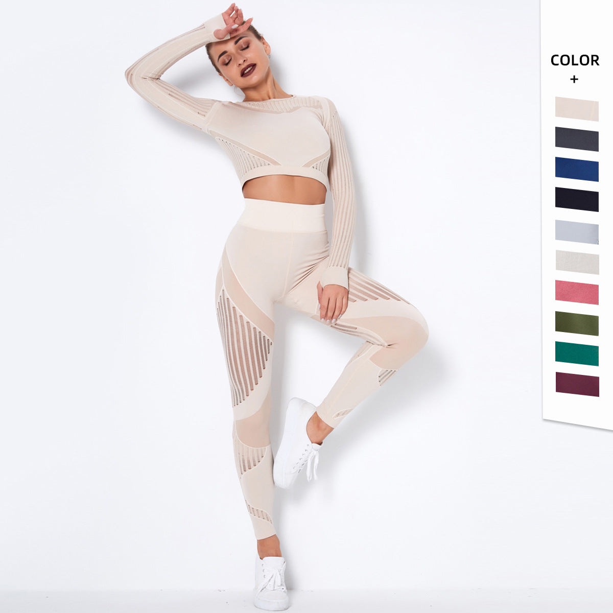 Dames Yoga Set Zacht Elastisch Lange Mouw
