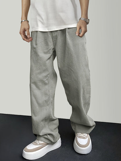 Casual Broek Corduroy Effen Kleur Met Koordsluiting - StudioMarella