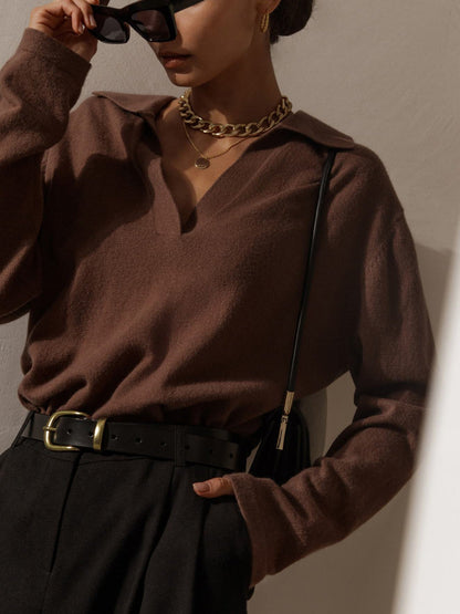 Dames Sweater Gebreid V-hals Collar Slim Fit