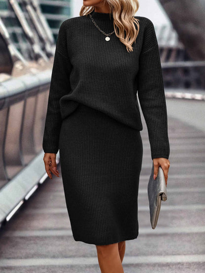 Dames Gebreide Set Rok en Trui Warm en Stijlvol