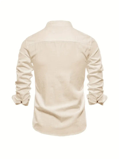 Heren Overhemd Klassiek Slim Fit Wit Blauw