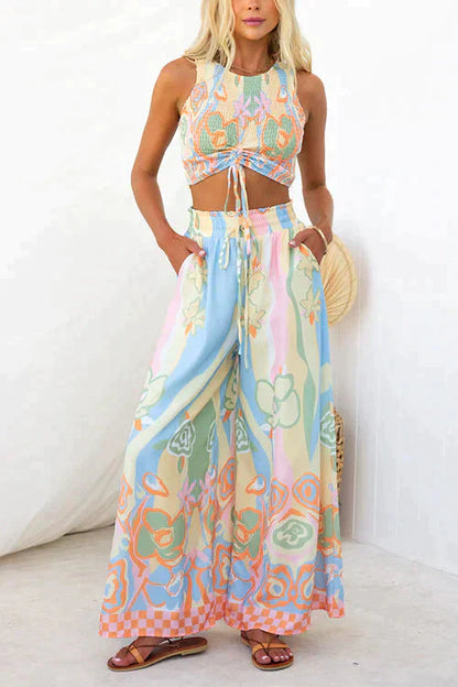 Elastische Broek met Bloemenprint Comfortabel Zomermodel