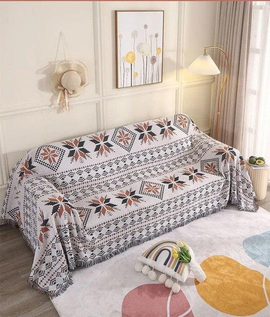 Gooi Deken Jacquard Geweven Franjes Kleurrijk Katoen Polyester Warm Zacht