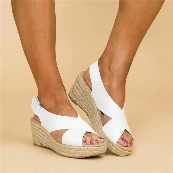 Orthopedische Espadrilles Sleehak Clara Comfortabele Zomerschoen Elastisch Dames Zwart Beige Wit Casual