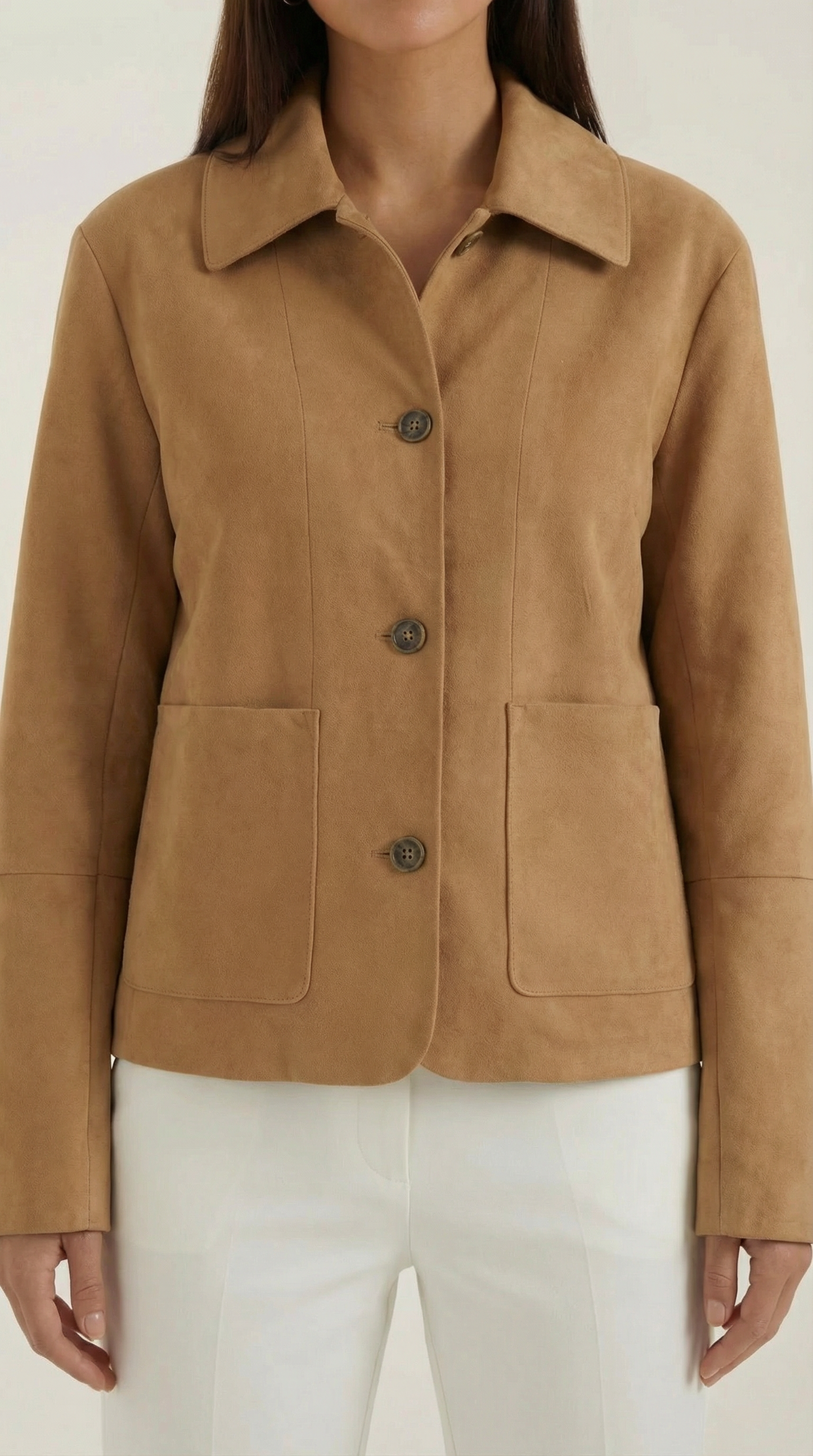 Korte Casual Jacke Met Knopen Leerlook