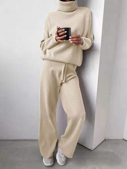 Dames Joggingset met Coltrui en Rechte Broek Comfortabel Casual