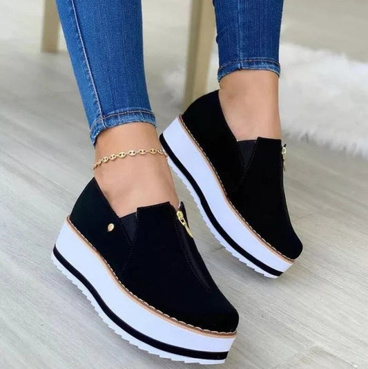 Dames Instappers Plateauzool met Rits Comfortabele Trendy Schoenen - StudioMarella