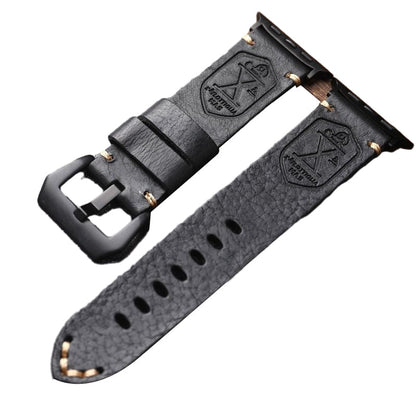 Vintage Leren Horlogeband voor Apple Watch met Handgestikte Naden en Volledig Narfleder Afwerking | Verstelbare Bandje 40-49mm voor Authentieke Retro Look Patina Ontwikkeling