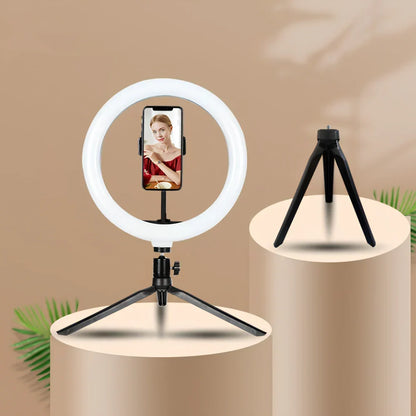 LED Ringlicht met Klem Modern Dimbaar Bureaulamp met 360° Draaibaar – Perfect voor Video-Calls Make-up Fotografie