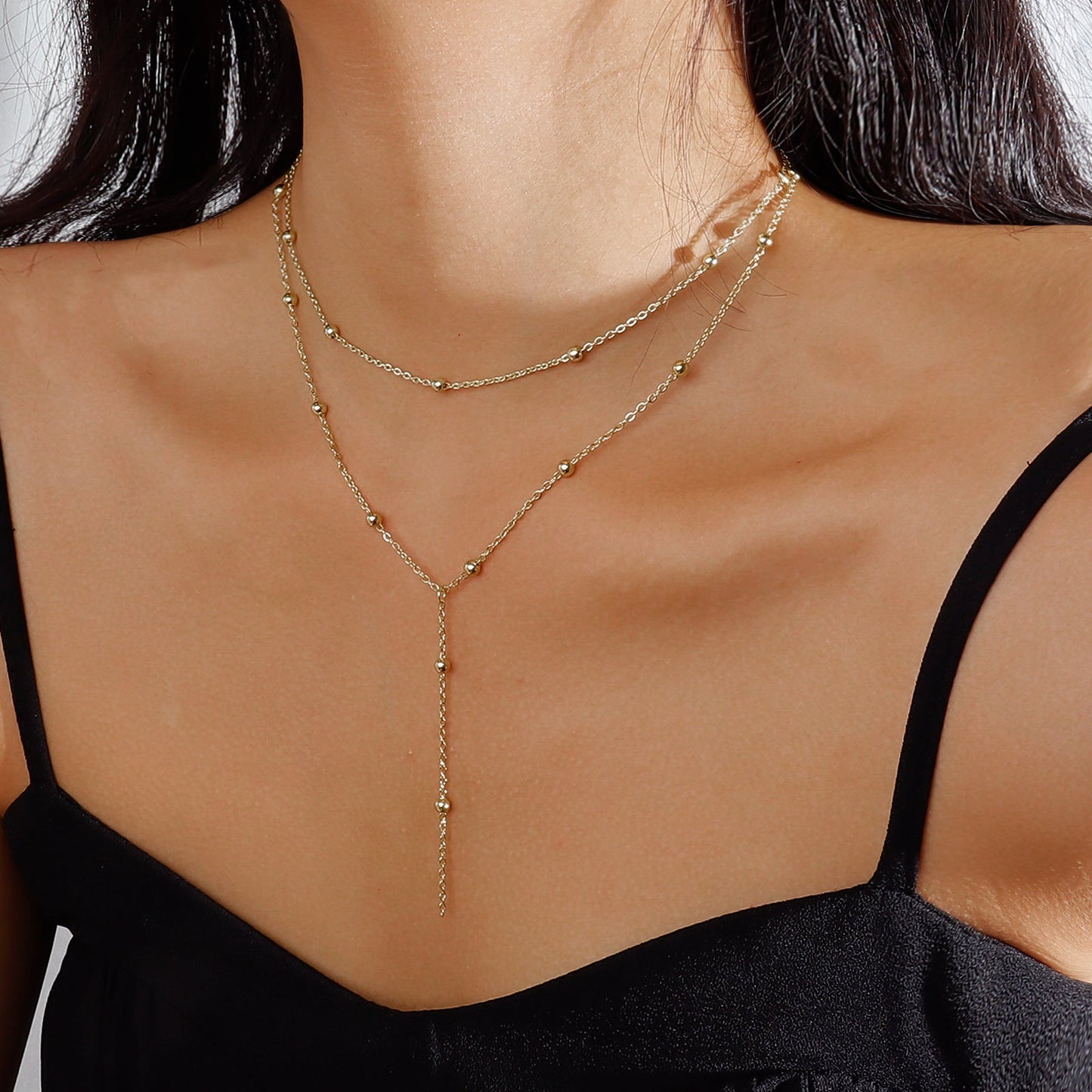 Oorbellen Ketting Fijne Bolletjes Elegant Hangend