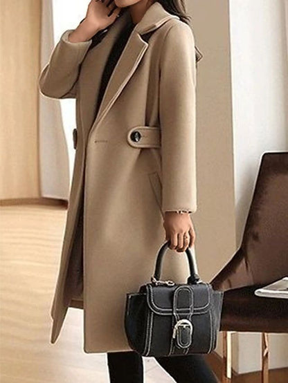 Damesjas Lange Zijdeachtige Stof Elegante Look