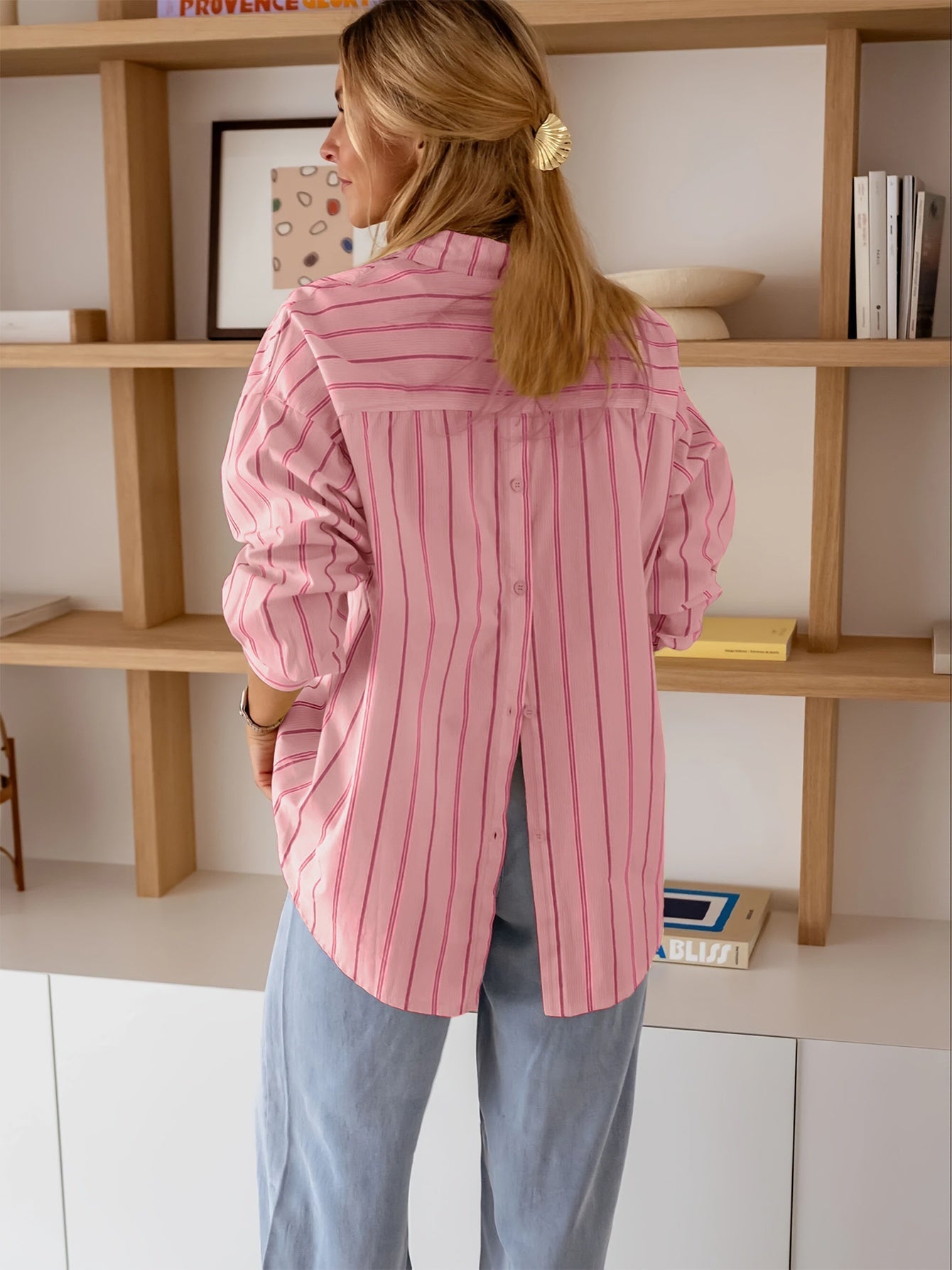 Dames Blouse Gestreept Met Detail