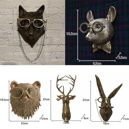 Dierenkop Wanddecoratie – Unieke & Speelse Muurdecoratie voor Woonkamer, Kantoor of Hal