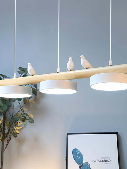 Hanglamp Hout Design Vogelvorm Drie Kappen Scandinavisch Keukeneiland