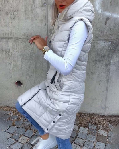 Dames Bodywarmer Warm Gewatteerd Lange Jas