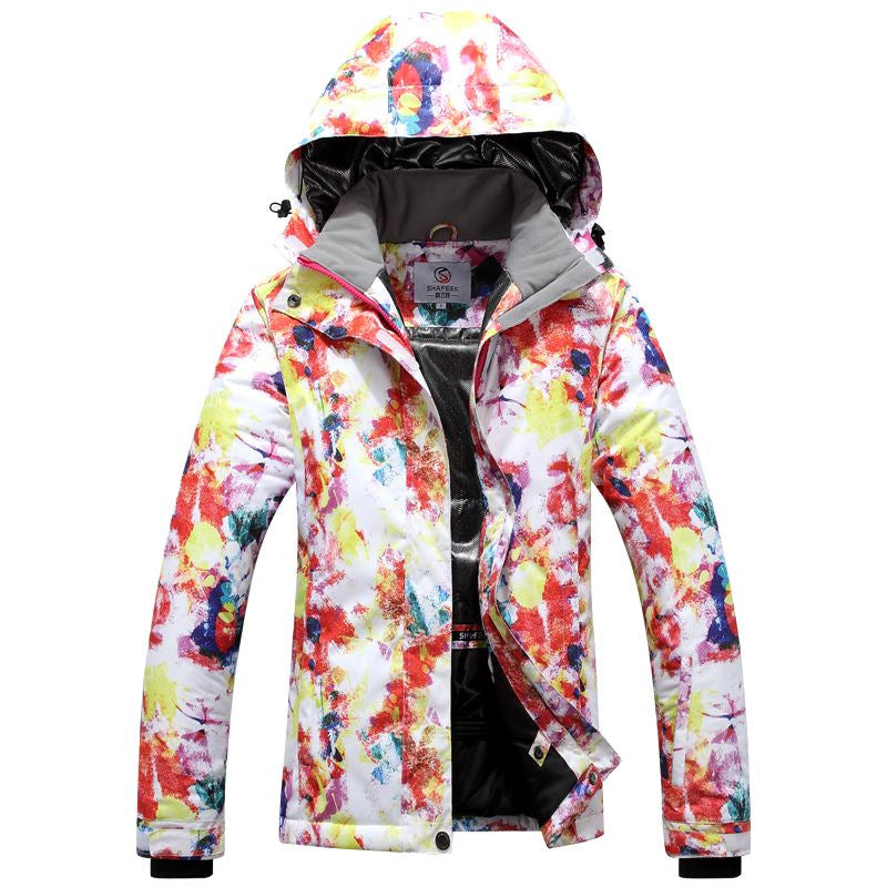 Dames Ski Jas Waterdicht Warm met Trendy Print → Dames Ski Jas Waterdicht en Warm