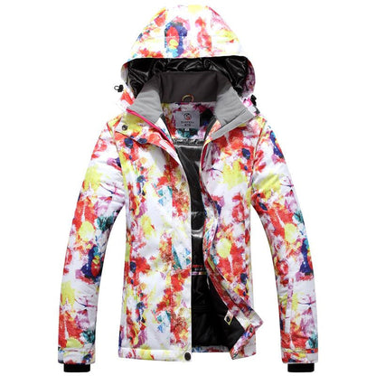 Dames Ski Jas Waterdicht Warm met Trendy Print → Dames Ski Jas Waterdicht en Warm